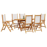 Garden Dining Set Folding 7 pcs Cream White Solid Acacia Wood 3375743
