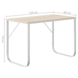 Computer Desk White and Oak 110x60x73 cm Engineered Wood 30202