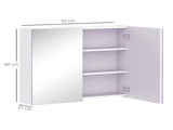Mirror Cabinet, Wall Mount Bathroom Storage Cabinet with Adjustable Shelf, Double Door Cupboard, 70 T3398P329567