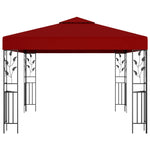 ZNTS Gazebo with LED String Lights 3x3 m Wine Red 3070297