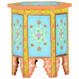 ZNTS Hand-painted Side Table Multicolour 38x33x42 cm Solid Mango Wood 285879