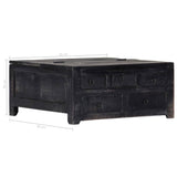 ZNTS Coffee Table Black 65x65x30 cm Solid Mango Wood 247986