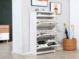 Narrow Shoe Cabinet with 3 Flip Doors, 14-18 Pairs Shoe Cupboard with Open Shelf for Slim Hallway T3398P342239