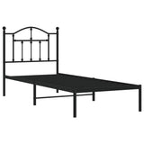 Metal Bed Frame without Mattress with Headboard Black 90x190cm 353431