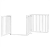 Dog Gate with Door Foldable 10 Panels White 800 cm Poplar Wood 3155679