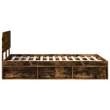 Bed Frame Smoked Oak 120 x 190 cm Solid Pine Wood 3412109