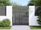 Garden Gate with Lock Black 110 x 180 cm Powder-Coated Steel 42015902