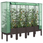 ZNTS Raised Bed with Greenhouse Cover Rattan Look 160x40x140 cm 4015807