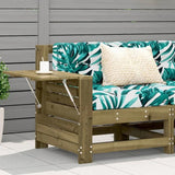 Garden Armrest Sofa with Cushion Impregnated Wood Pine 844918