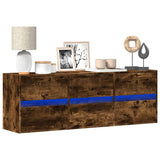 TV Wall Cabinet with LED Lights Smoked Oak 130x31x45 cm 852303