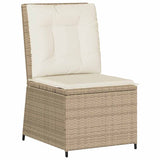 Garden Sofa with Cushion Black and Cream White Poly Rattan 3394480