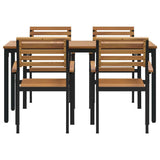 Garden Dining Set 5 pcs Black Solid Acacia Wood 3284399