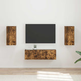 TV Wall Cabinet Set 4 pcs Smoked Oak Engineered Wood 3408912