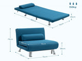 Single Linen-Look Sleeper Chair - Blue T3398P328303