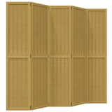 Room Divider 5 Panels Brown Solid Wood Paulownia 358822