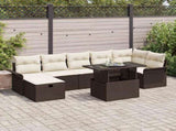 Garden Sofa Set with Cushion 8 pcs Brown Poly rattan 3359685