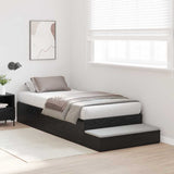 Storage Bed Frame with Drawer Black Oak 90 cm Engineered Wood 3335606