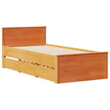 Bed Frame without Mattress with Headboard Wax Brown 75x190 cm Small Single Solid Wood Pine 3308791