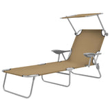 Sunlounger Taupe Powder-coated steel, Oxford fabric Medium 44297