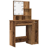 Dressing Table Set with LED Old Wood Engineered Wood 3329185