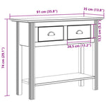 ZNTS Console Table BODO White 90x34.5x73 cm Solid Wood Pine 355071