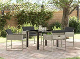 Garden Dining Set 5 pcs Light Grey Poly Rattan 3380733