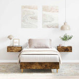 Bed Frame No Mattress Smoked Oak 90x190 cm Single Engineered Wood 861088