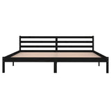 ZNTS Bed Frame without Mattress Solid Wood Pine 200x200cm Black 810454