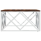 Coffee Table Stainless Steel and Solid Wood Reclaimed 349973