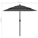 ZNTS 3-Tier Garden Parasol with Aluminium Pole Anthracite 2.5 m 313862