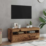TV Cabinet with LED Lights Old Wood 100x35x40 cm Engineered Wood 856355