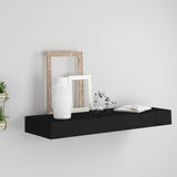 ZNTS Floating Wall Shelf with Drawer Black 80x25x8 cm 288206