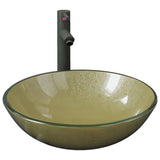 Bathroom Sink with Tap and Push Drain Gold Tempered Glass 3098462