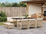 11 Piece Garden Dining Set with Cushions Beige Poly Rattan 3210790
