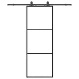 Sliding Door with Hardware Set Black 76x205 cm ESG Glass 3375781