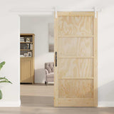 Sliding Door Brown 93 x 202 cm Solid Pine Wood 3333262