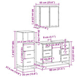 ZNTS 3 Piece Bathroom Furniture Set Sonoma Oak Engineered Wood 3301021