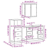 ZNTS 3 Piece Bathroom Furniture Set Smoked Oak Engineered Wood 3301022