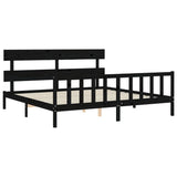 Bed Frame without Mattress Black 200x200 cm Solid Wood Pine 3193295