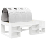 Bed Frame with Tunnel with Shelf 3 pcs White Engineered Wood 3423623