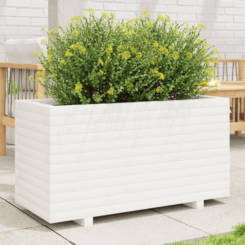 ZNTS Garden Planter White 90x40x49.5 cm Solid Wood Pine 847374