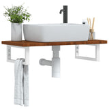 Basin Shelf Wall Mounted Steel and Solid Wood Oak 3302344