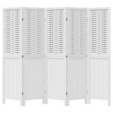 Room Divider 5 Panels White Solid Wood Paulownia 358725
