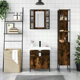 3 Piece Bathroom Cabinet Set Smoked Oak Engineered Wood 3214737
