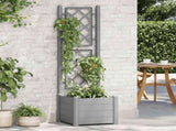Garden Planter with Trellis 43x43x142 cm PP Stone Grey 317581