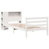 Bookcase Bed without Mattress White 75x190 cm Small Single Solid Wood Pine 3321872