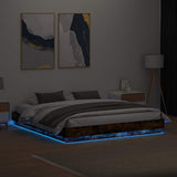 Bed Frame with LED without Mattress Smoked Oak 180x200 cm Super King 3209776