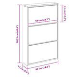 Shoe Cabinet with Mirror 3-Layer High Gloss White 63x17x102.5 cm 342637