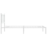 Metal Bed Frame without Mattress with Headboard White 107x203cm 376369
