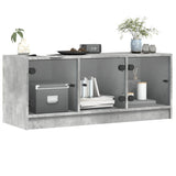 TV Cabinet with Glass Doors Concrete Grey 102x37x42 cm 836409
